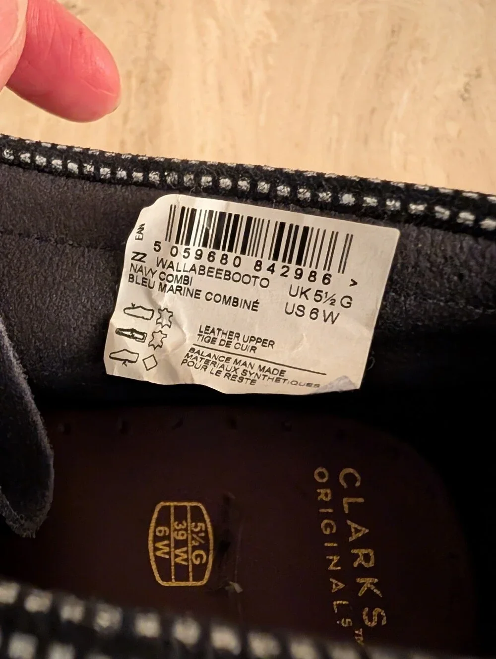 Clarks Kids Navy Suede Chukka Wallabee Boots Sz 6 W/EU 39.